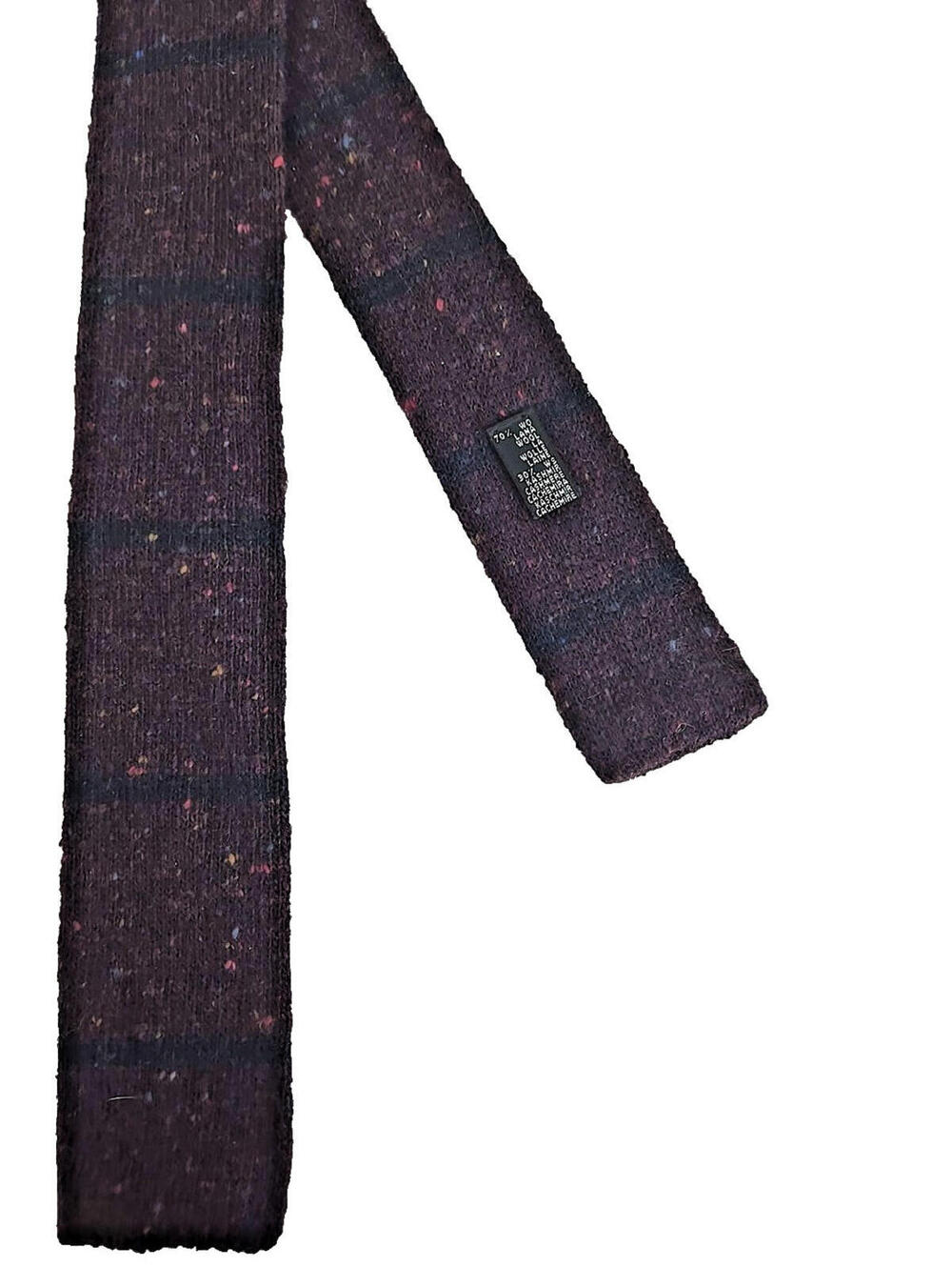 Billy Reid Burgandy Striped Wool Cashmere Square Bottom Knit Neck Tie